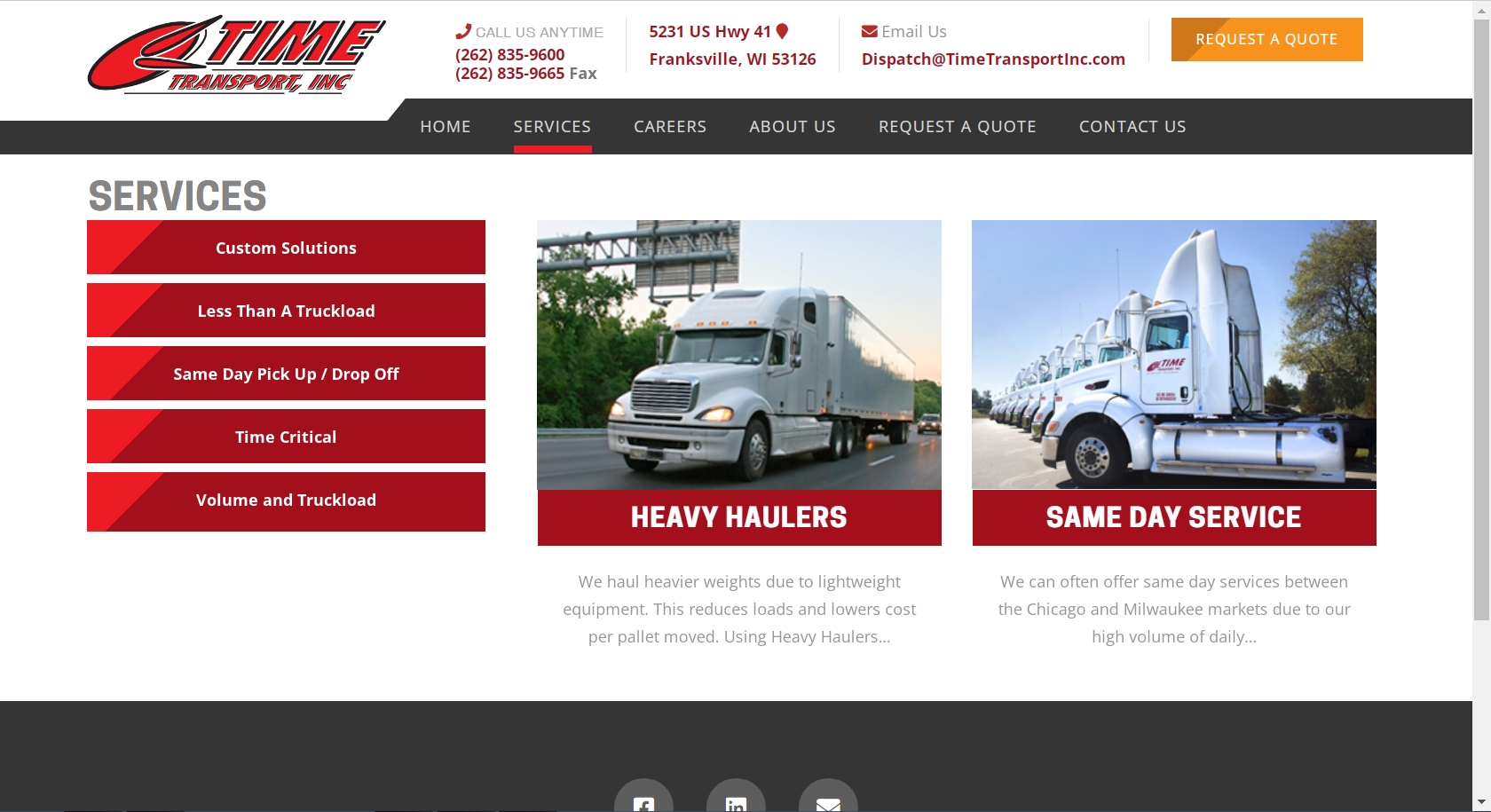 Time Transport Services Page